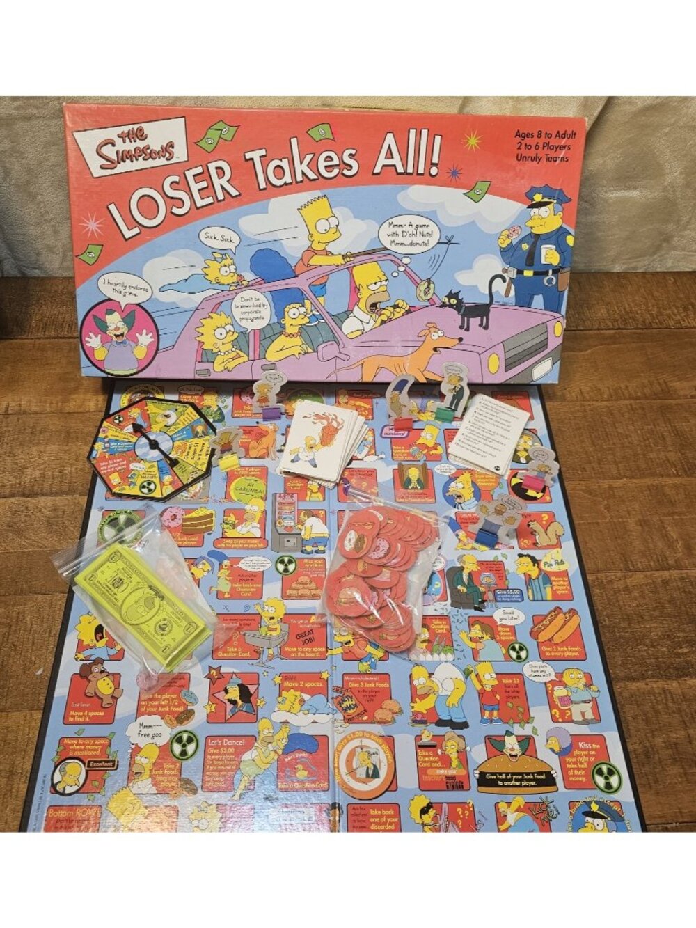 2001 The Simpsons Loser Takes All! Board Game Complete *SEE DESCRIPTION*